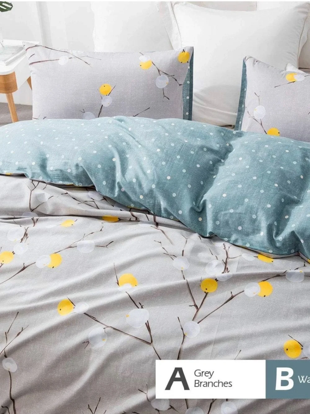 Sleepbella Queen sized Gray & Teal Floral Cotton Duvet set 600 thread count NEW